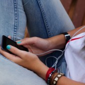 Teen on mobile device