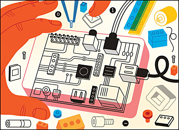 Computer chip, Illustration by Harry Campbell