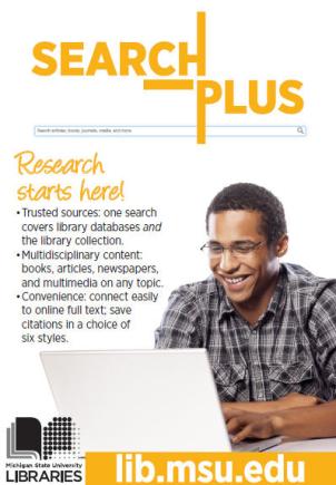 Michigan State University Search Plus Promotional Poster